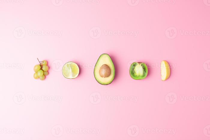 Fresh fruits and vegetables on pink background. Healthy eating concept ... Diet Plans